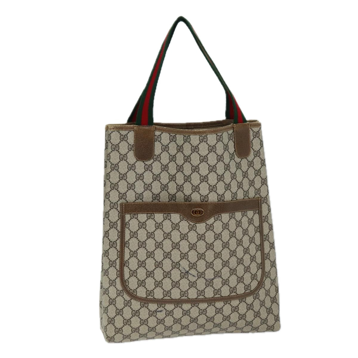 GUCCI GG Supreme Web Sherry Line Tote Bag Beige Red Green 001 080 494 73985