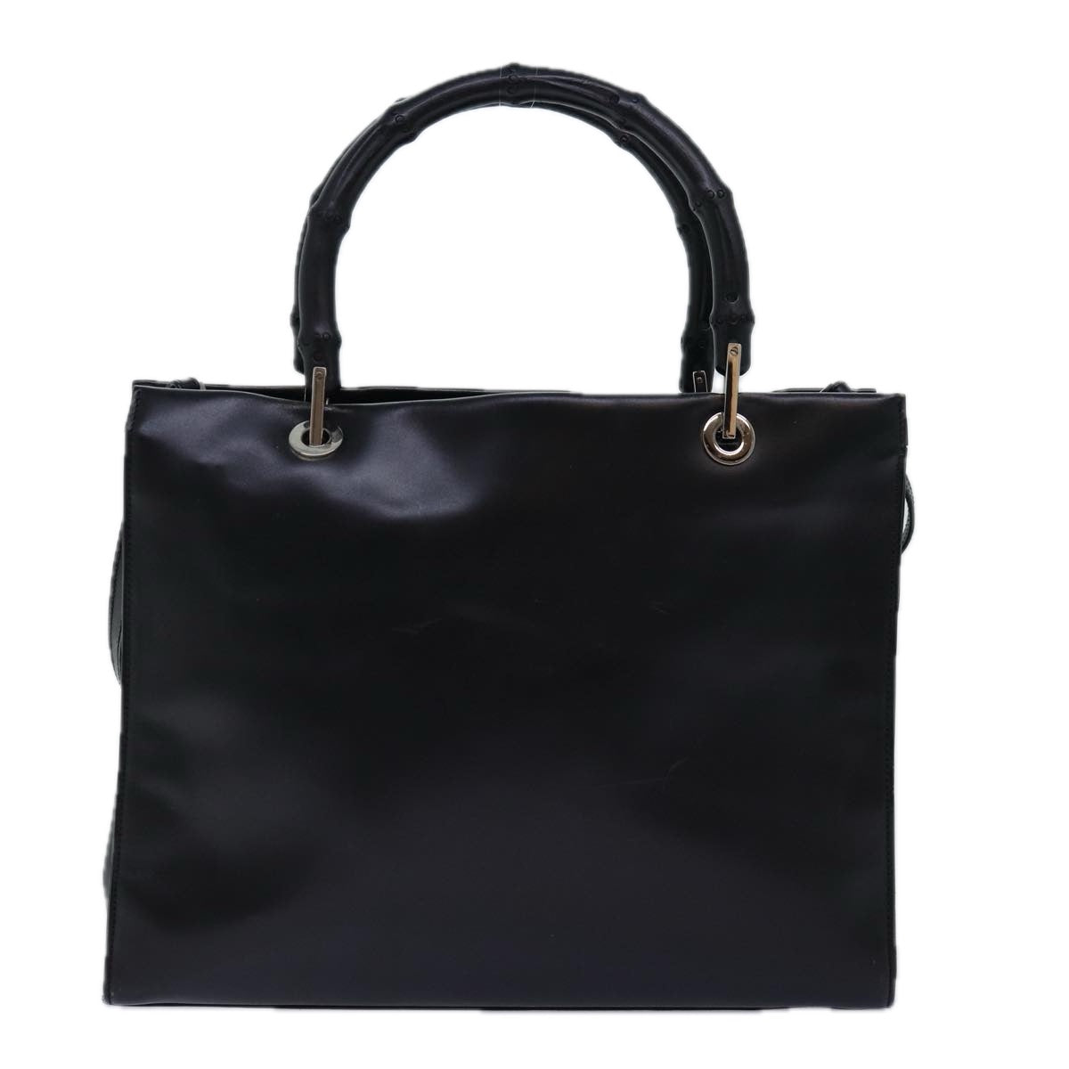 GUCCI Bamboo Hand Bag Leather 2way Black 73987