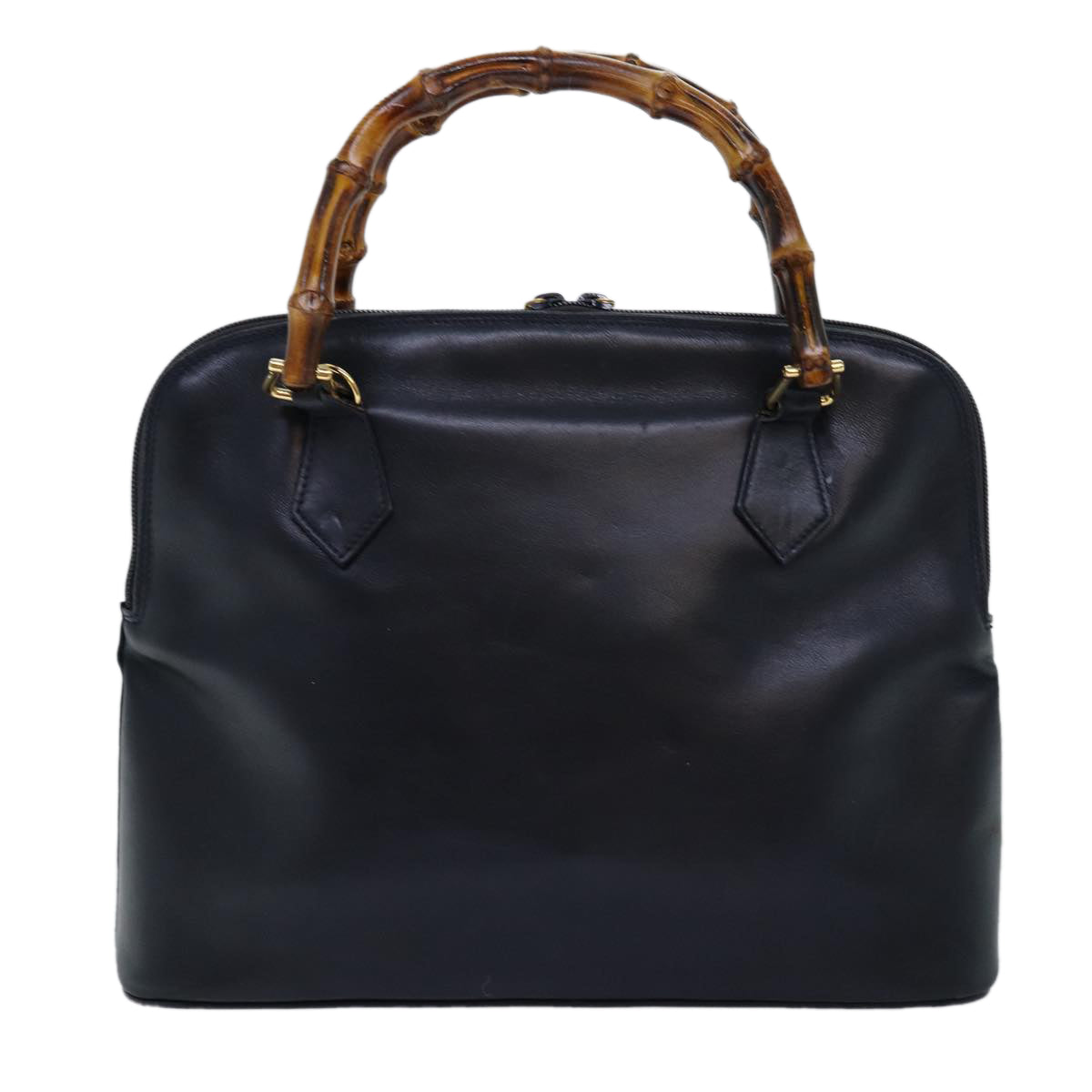 GUCCI Bamboo Hand Bag Leather 2way Navy 000 406 0289 73988