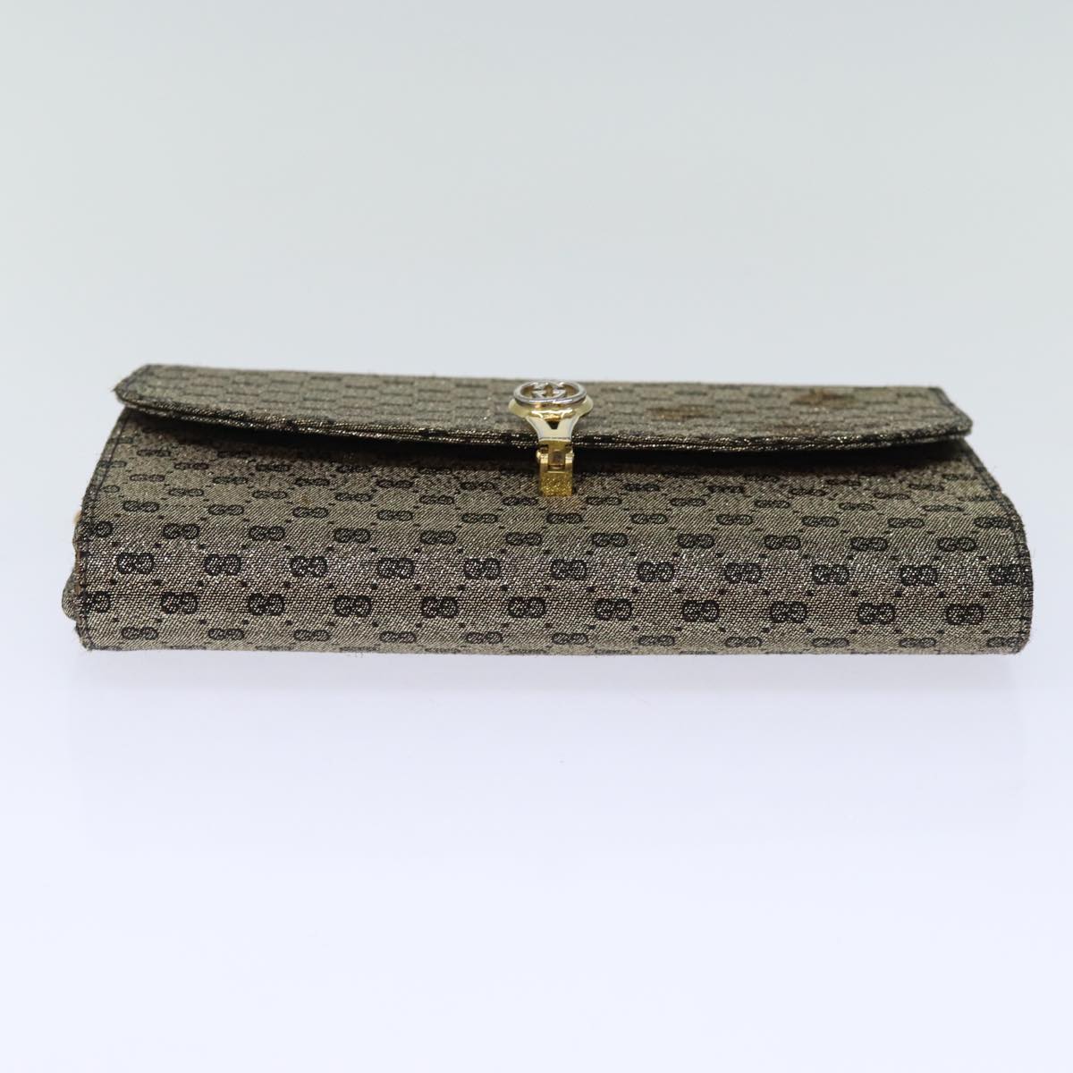 GUCCI Micro GG Canvas Chain Shoulder Bag Gold 73994