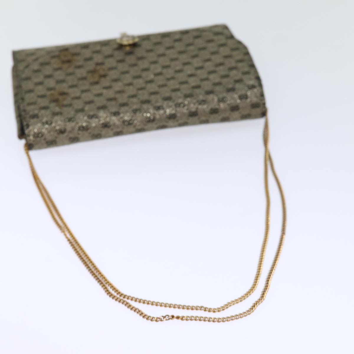 GUCCI Micro GG Canvas Chain Shoulder Bag Gold 73994