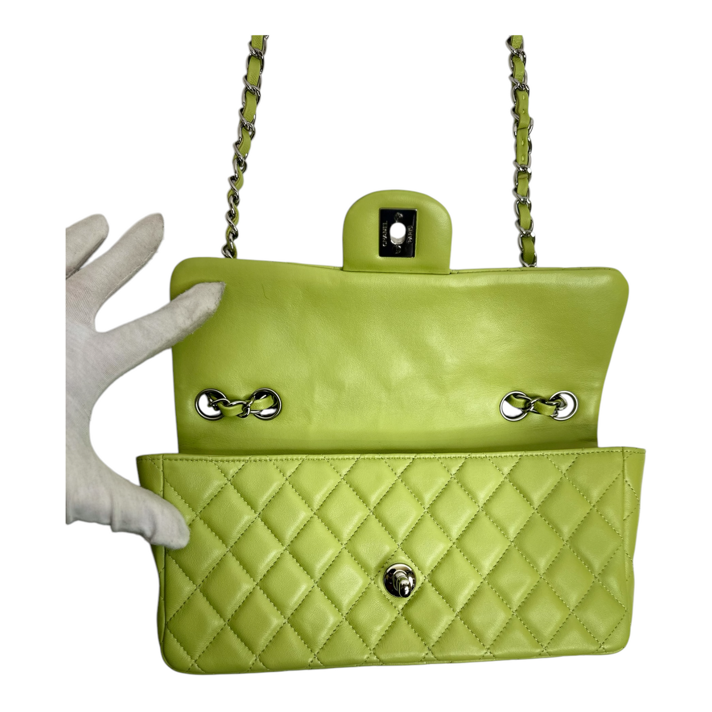 Chanel Green Lambskin East West Bag