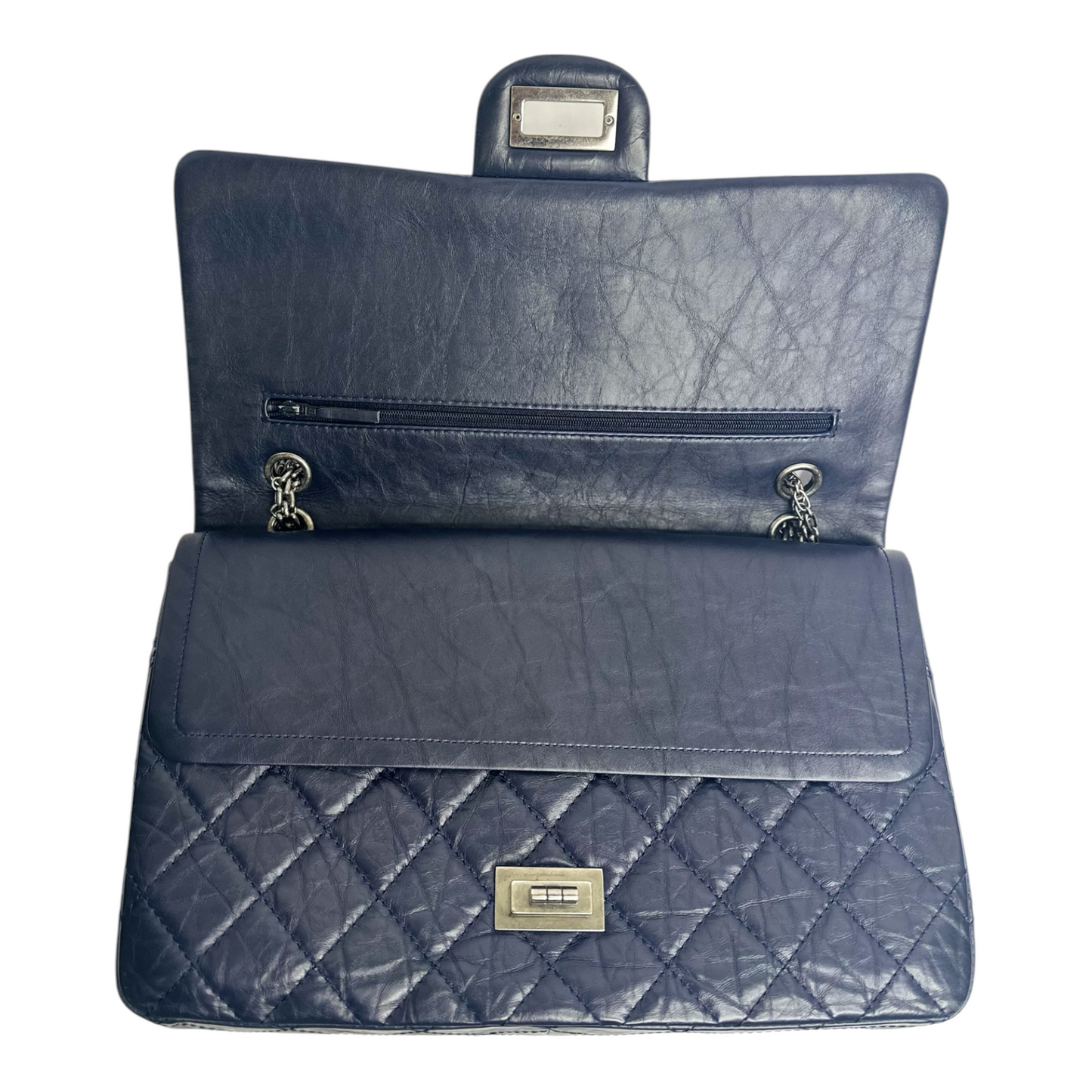 Chanel Aged Calfskin Quilted 2.55 Reissue 227 Flap Dark Blue