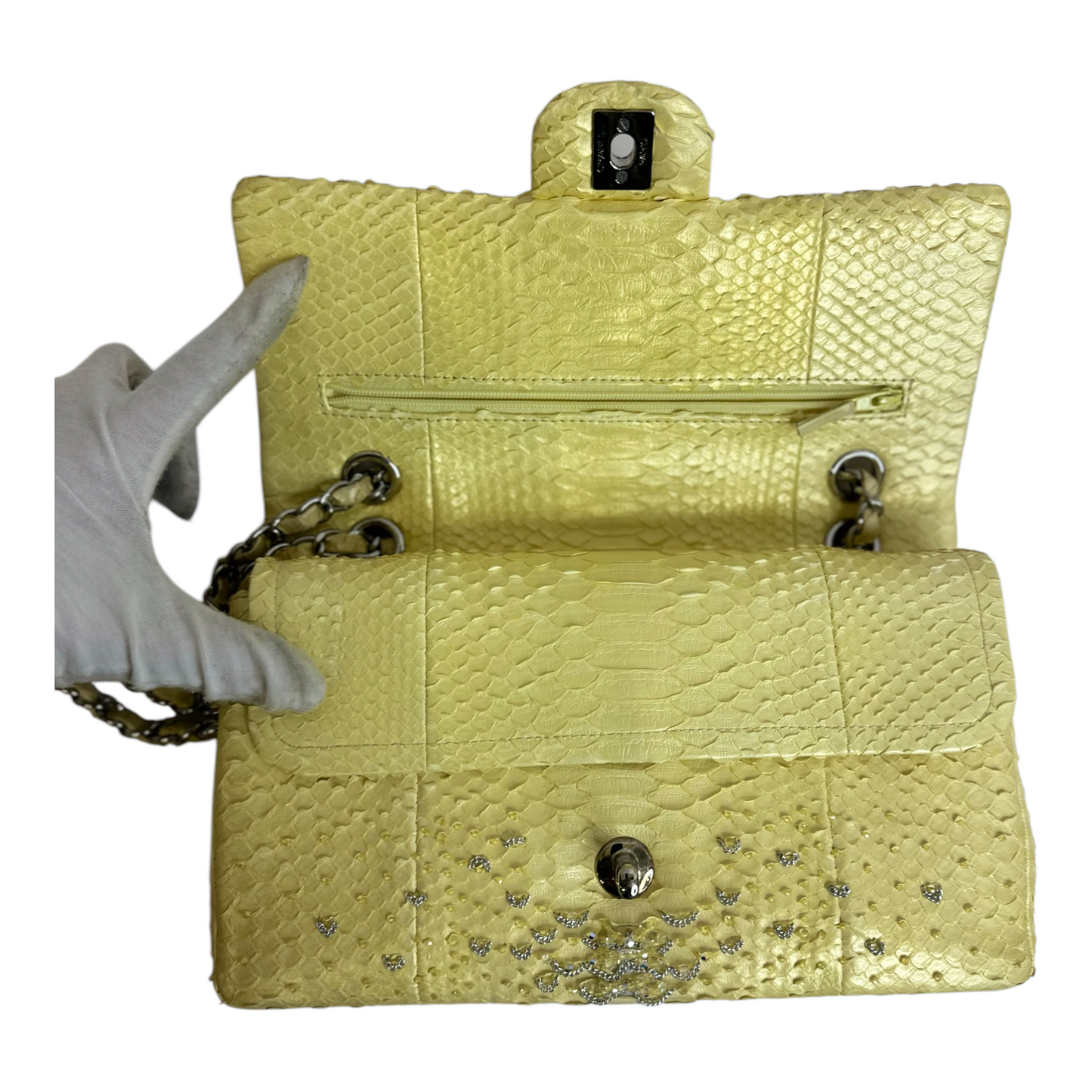 GLM-Rare Python Beaded Double Flap Medium Yellow