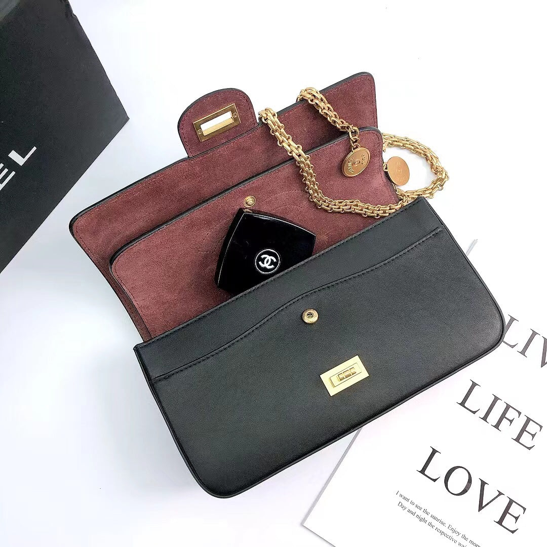 CHLMaroon Medallion Nude Reissue 2.55 Classic 225 GlamIap Black Bag For Women 24cm/9.4in