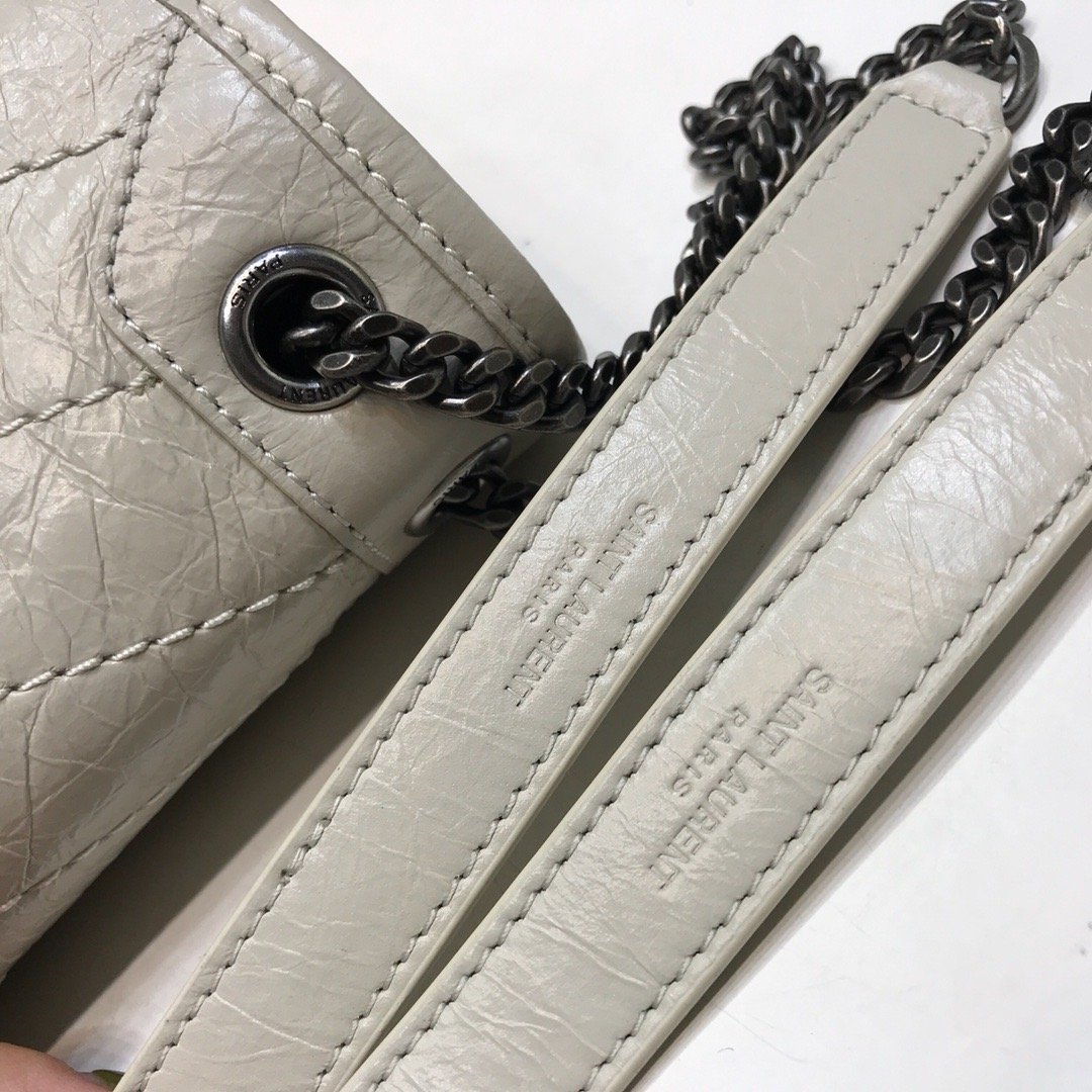 GLAMI Niki Baby Chain Bag In Crinkled Vintage White For Women 8.2in/21cm YSL 6331600EN049207