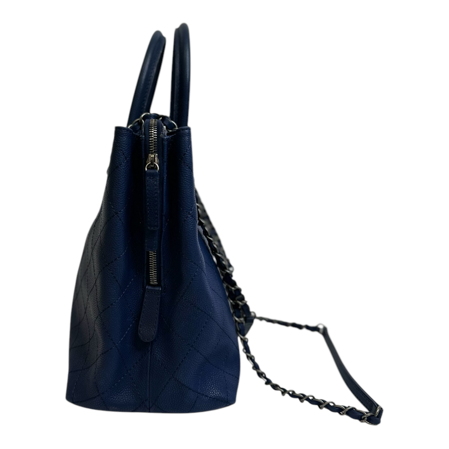 Chanel Grained Vegetal Calfskin Small Urban Shopping Tote Navy