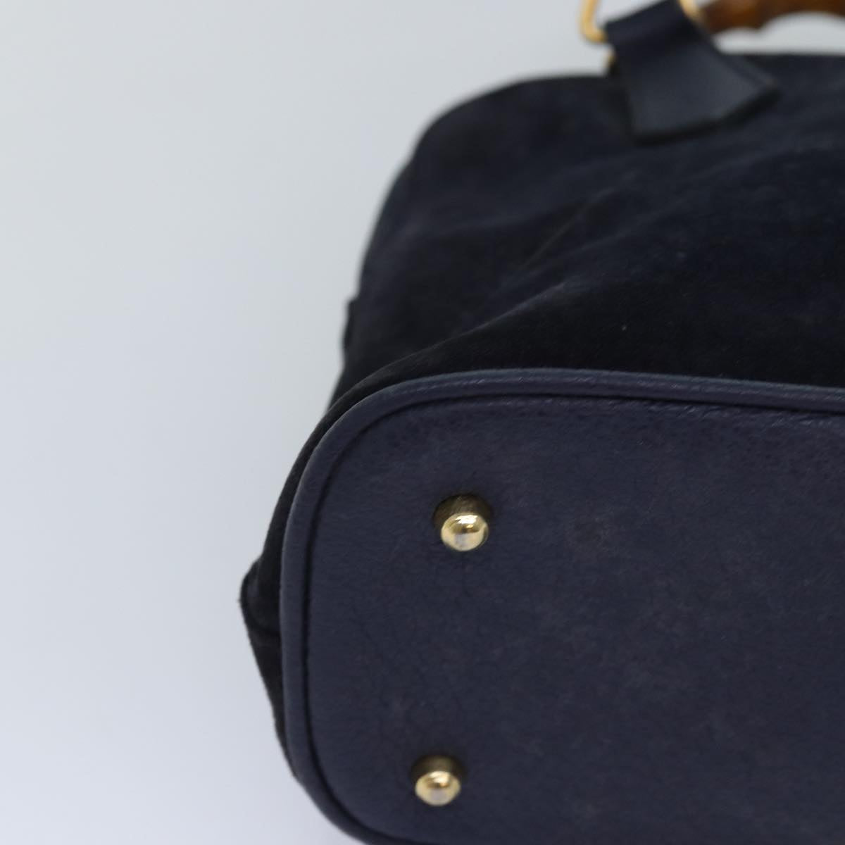 GUCCI Bamboo Hand Bag Suede 2way Navy 000 1274 0290 74230