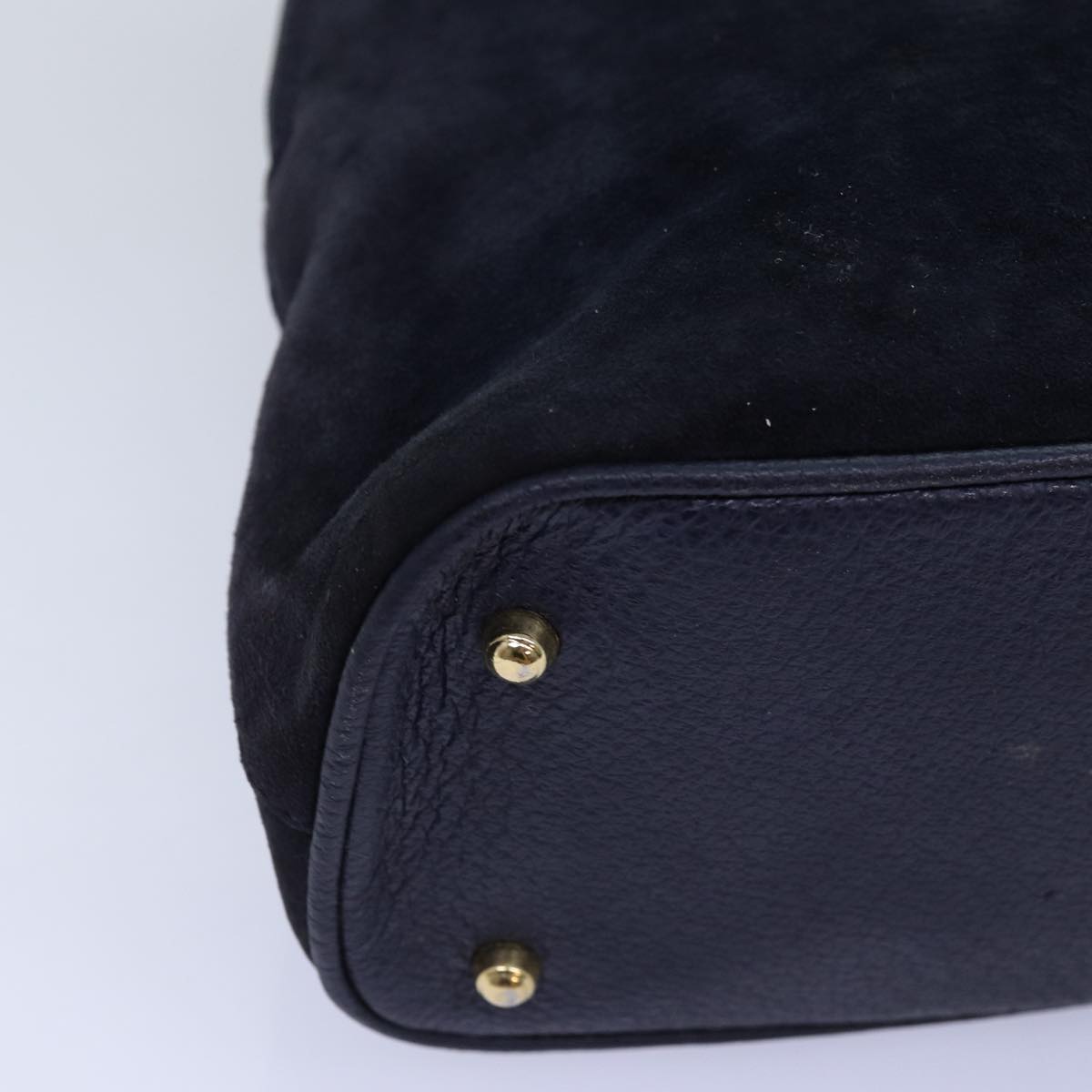 GUCCI Bamboo Hand Bag Suede 2way Navy 000 1274 0290 74230
