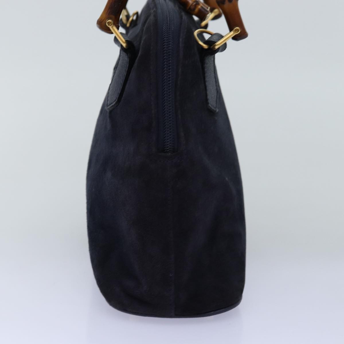 GUCCI Bamboo Hand Bag Suede 2way Navy 000 1274 0290 74230