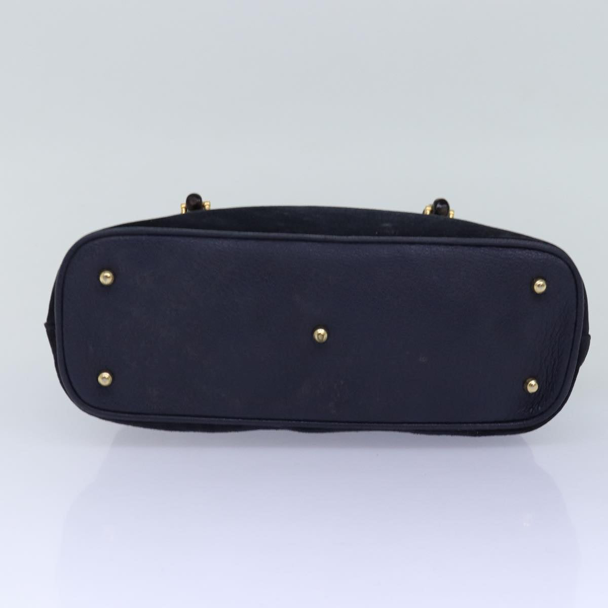 GUCCI Bamboo Hand Bag Suede 2way Navy 000 1274 0290 74230