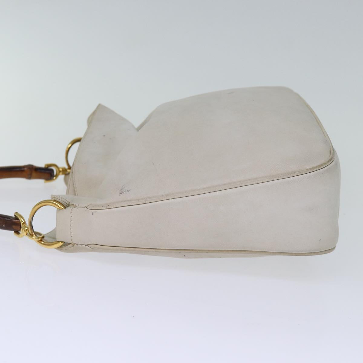 GUCCI Bamboo Shoulder Bag Leather 2way White 001 3444 1638 74231