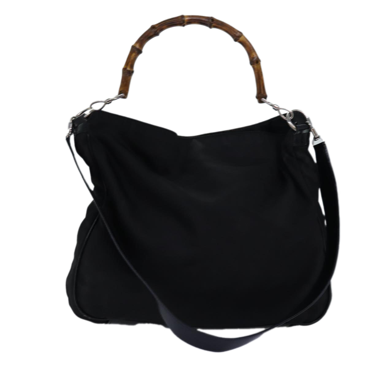 GUCCI Bamboo Hand Bag Nylon 2way Black 001 2058 1577 5 74234