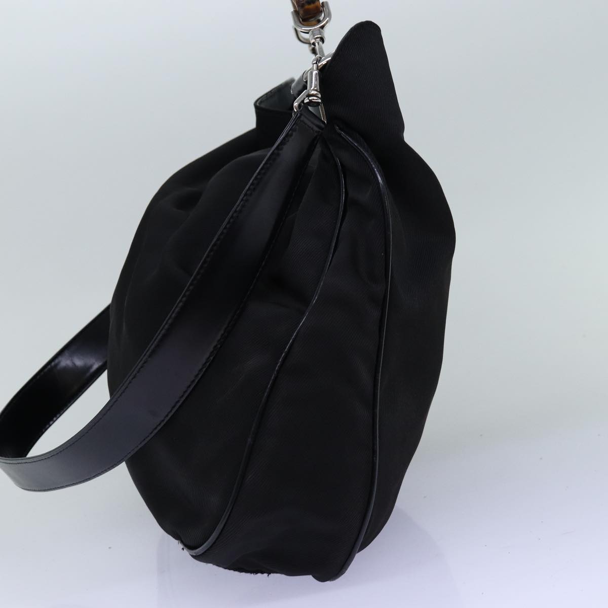 GUCCI Bamboo Hand Bag Nylon 2way Black 001 2058 1577 5 74234