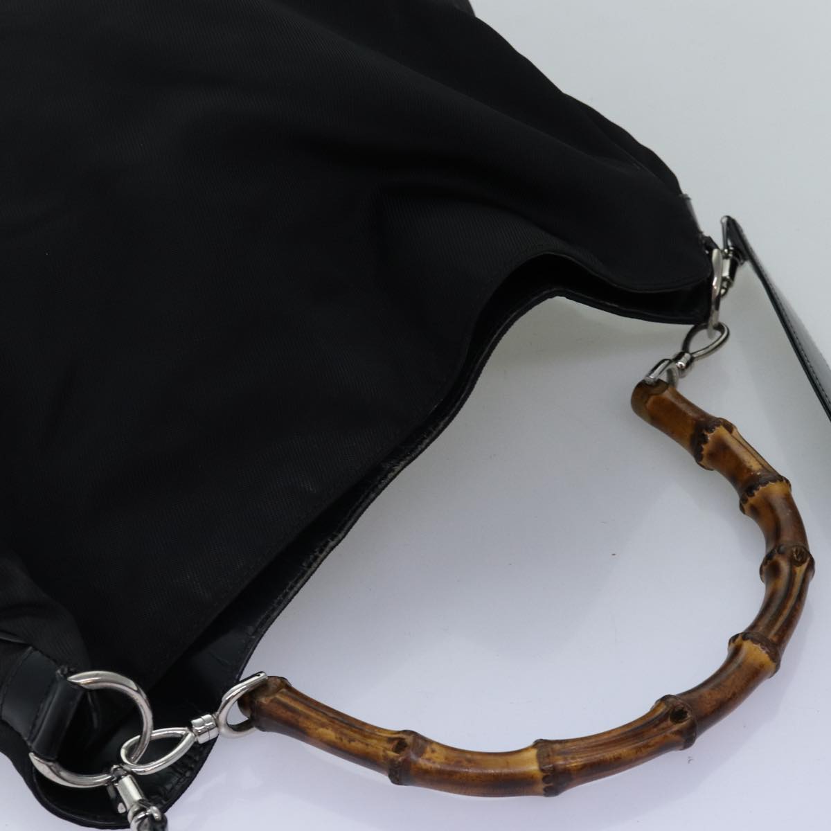 GUCCI Bamboo Hand Bag Nylon 2way Black 001 2058 1577 5 74234