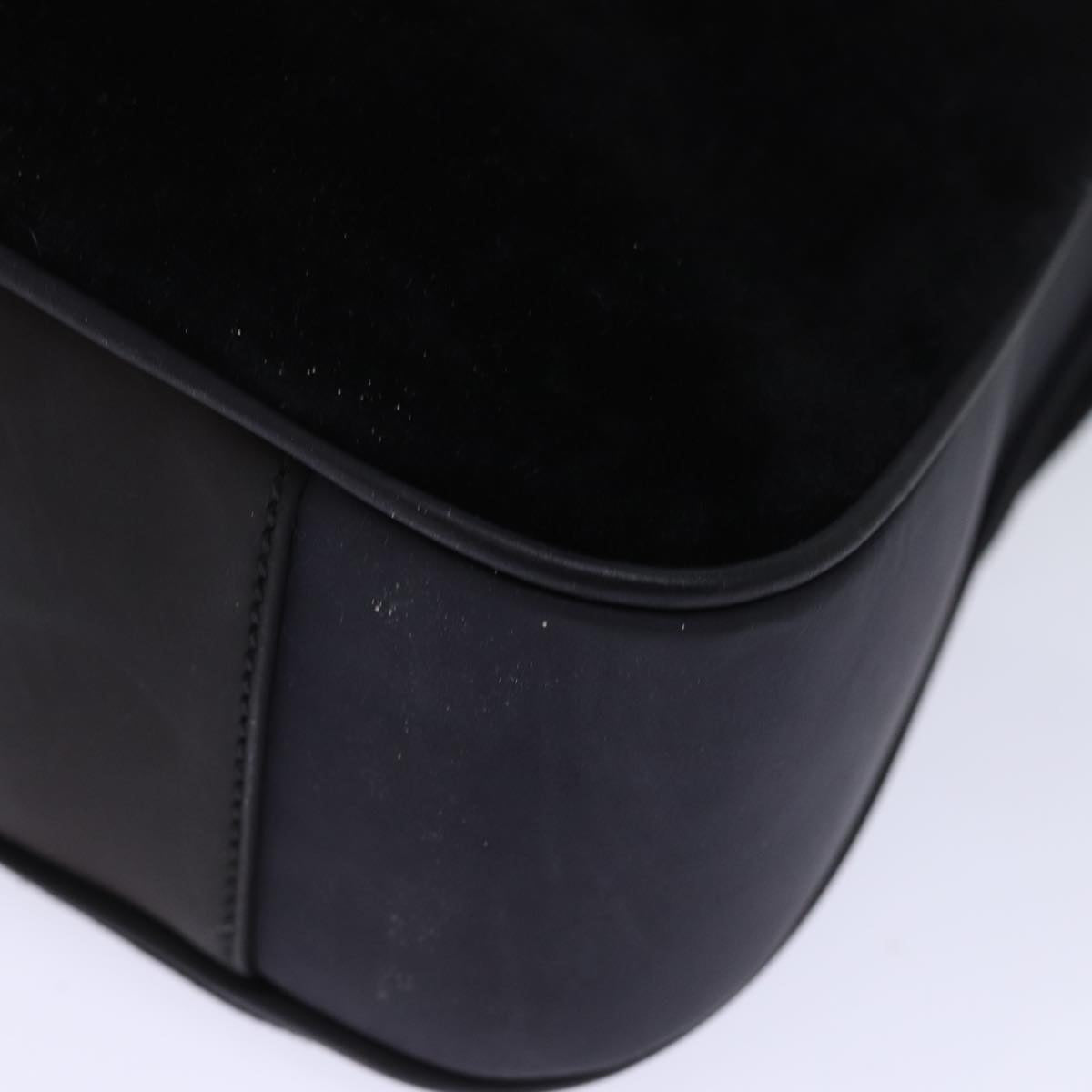 GUCCI Bamboo Shoulder Bag Suede 2way Black 001 1998 1638 74235