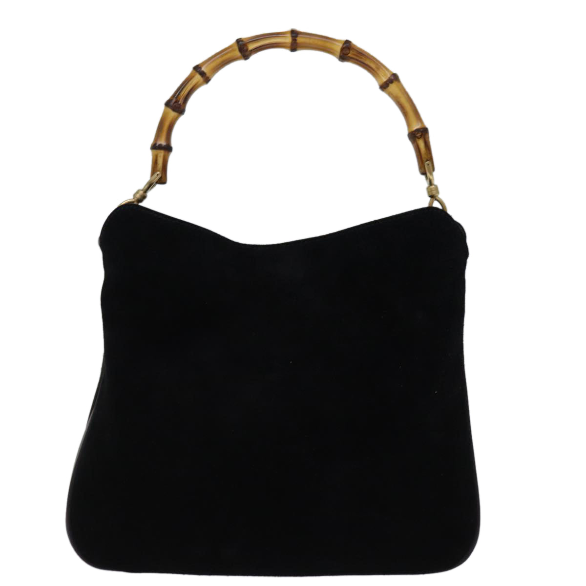 GUCCI Bamboo Shoulder Bag Suede 2way Black 001 1998 1638 74235