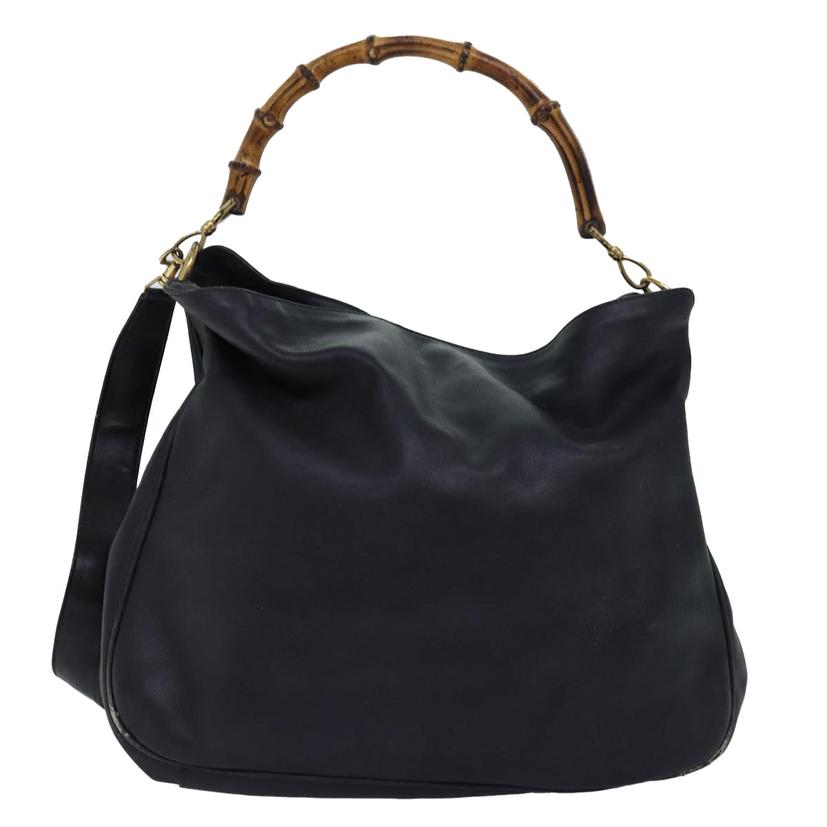 GUCCI Bamboo Shoulder Bag Leather 2way Black 001 123 1577 74262