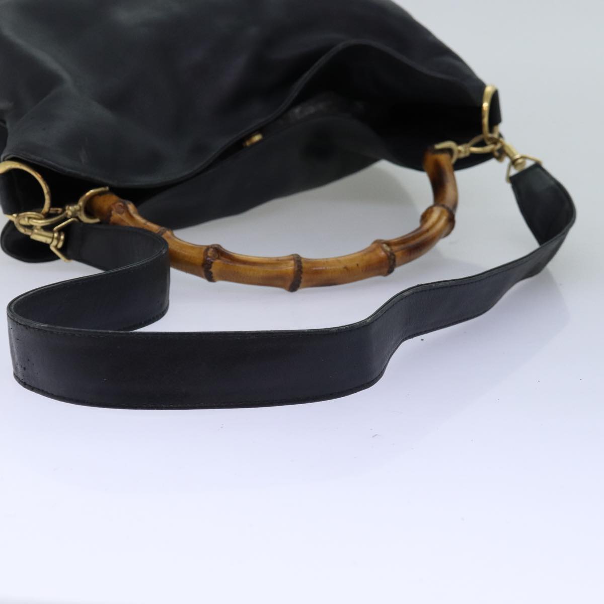 GUCCI Bamboo Shoulder Bag Leather 2way Black 001 123 1577 74262