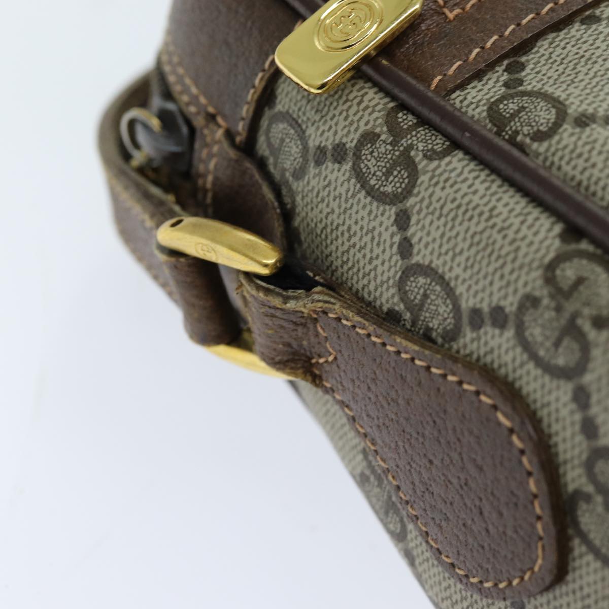 GUCCI GG Supreme Web Sherry Line Shoulder Bag PVC Beige 56 02 087 74416