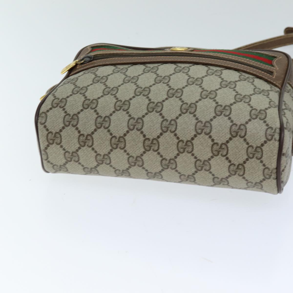 GUCCI GG Supreme Web Sherry Line Shoulder Bag PVC Beige 56 02 087 74416