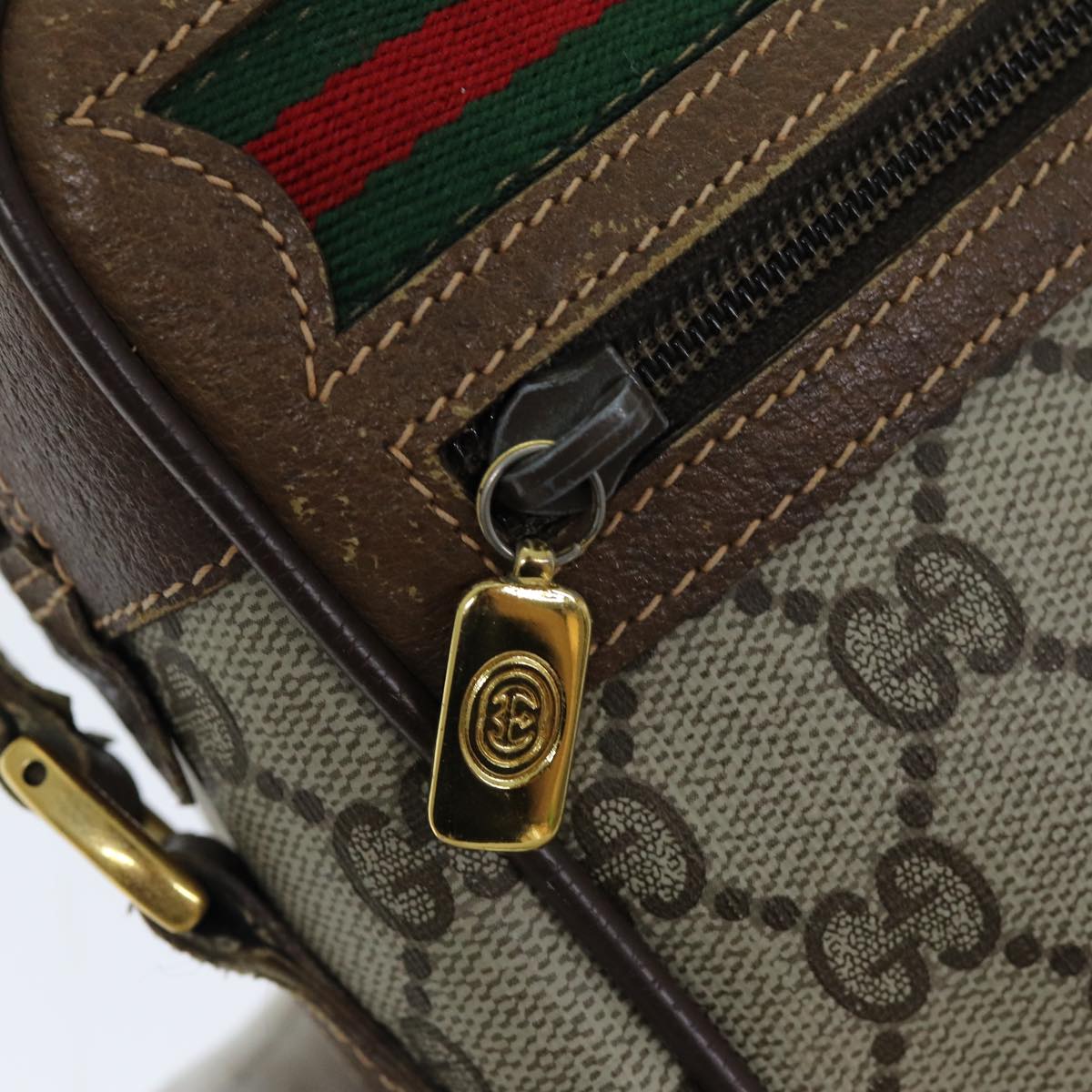 GUCCI GG Supreme Web Sherry Line Shoulder Bag PVC Beige 56 02 087 74416