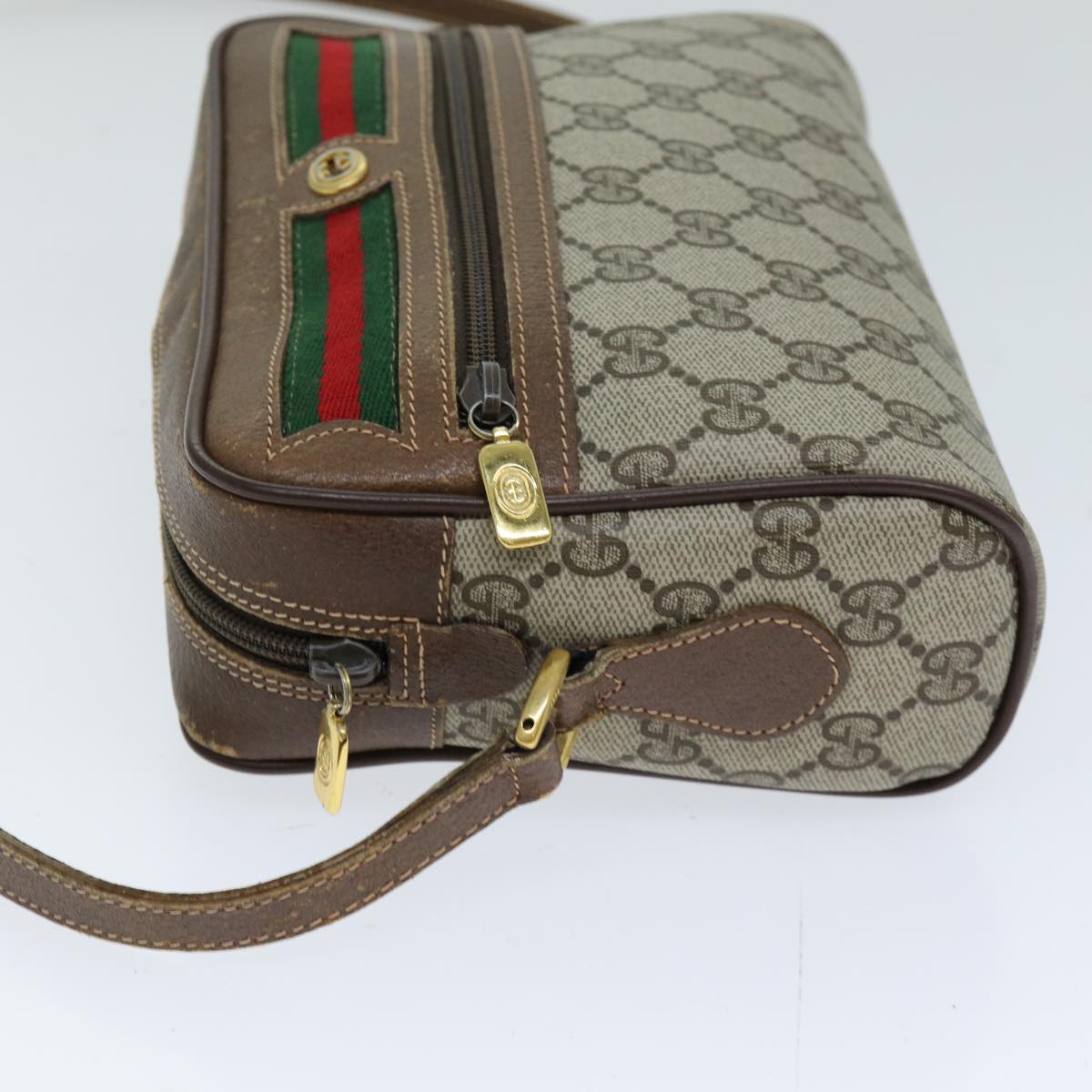 GUCCI GG Supreme Web Sherry Line Shoulder Bag PVC Beige 56 02 087 74416