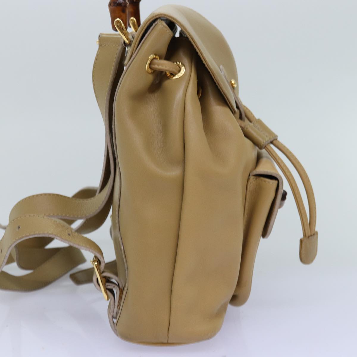 GUCCI Bamboo Backpack Leather Beige 003 2058 0030 74427