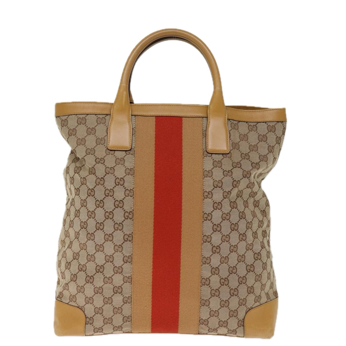 GUCCI GG Canvas Sherry Line Hand Bag Beige Red Brown 002 1093 74434