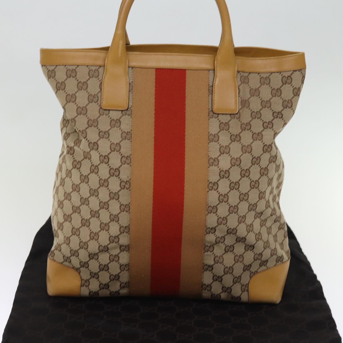 GUCCI GG Canvas Sherry Line Hand Bag Beige Red Brown 002 1093 74434