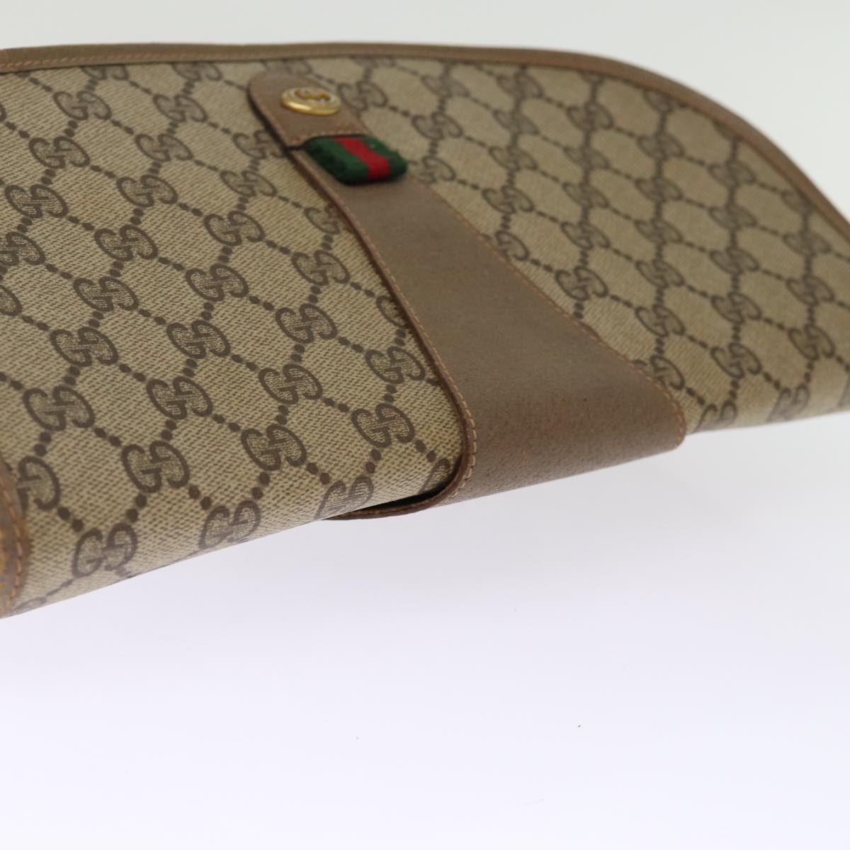 GUCCI GG Supreme Web Sherry Line Clutch Bag Beige Red Green 89 01 031 74490