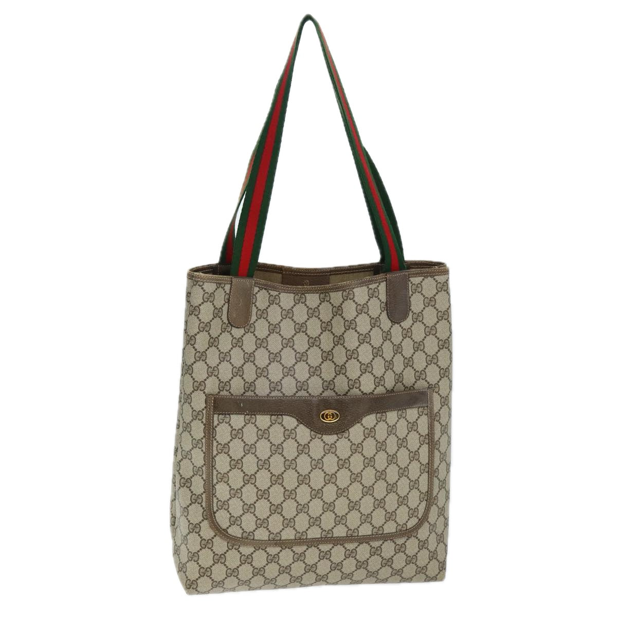 GUCCI GG Supreme Web Sherry Line Tote Bag PVC Beige Red 39 02 003 74551