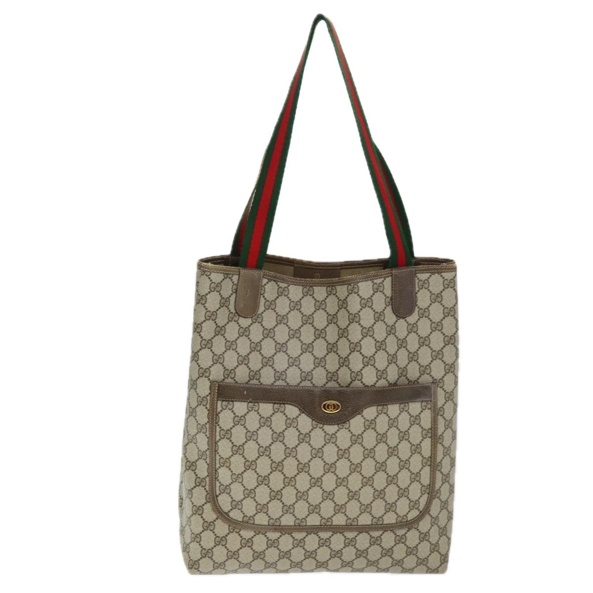 GUCCI GG Supreme Web Sherry Line Tote Bag PVC Beige Red 39 02 003 74551