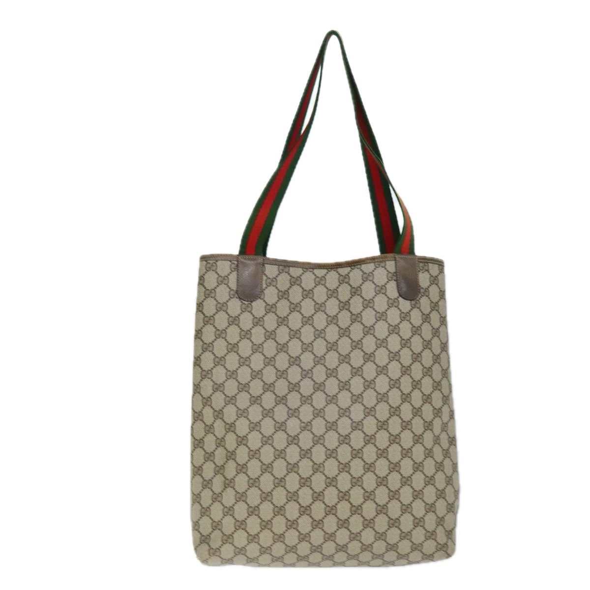 GUCCI GG Supreme Web Sherry Line Tote Bag PVC Beige Red 39 02 003 74551