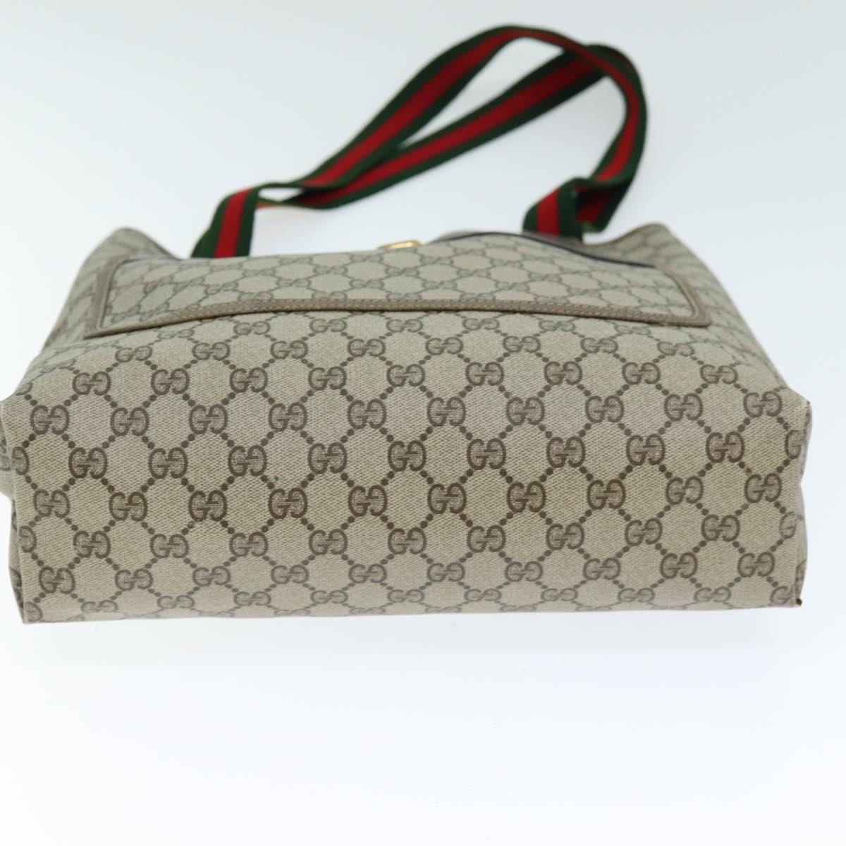GUCCI GG Supreme Web Sherry Line Tote Bag PVC Beige Red 39 02 003 74551