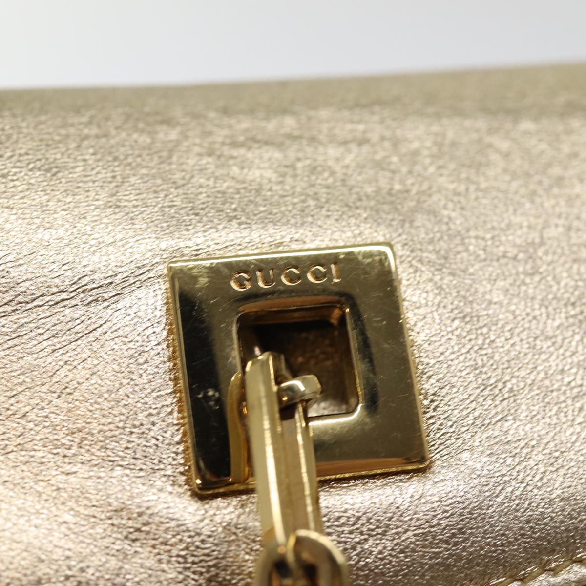 GUCCI Shoulder Bag Leather Gold 001 4113 2123 74555