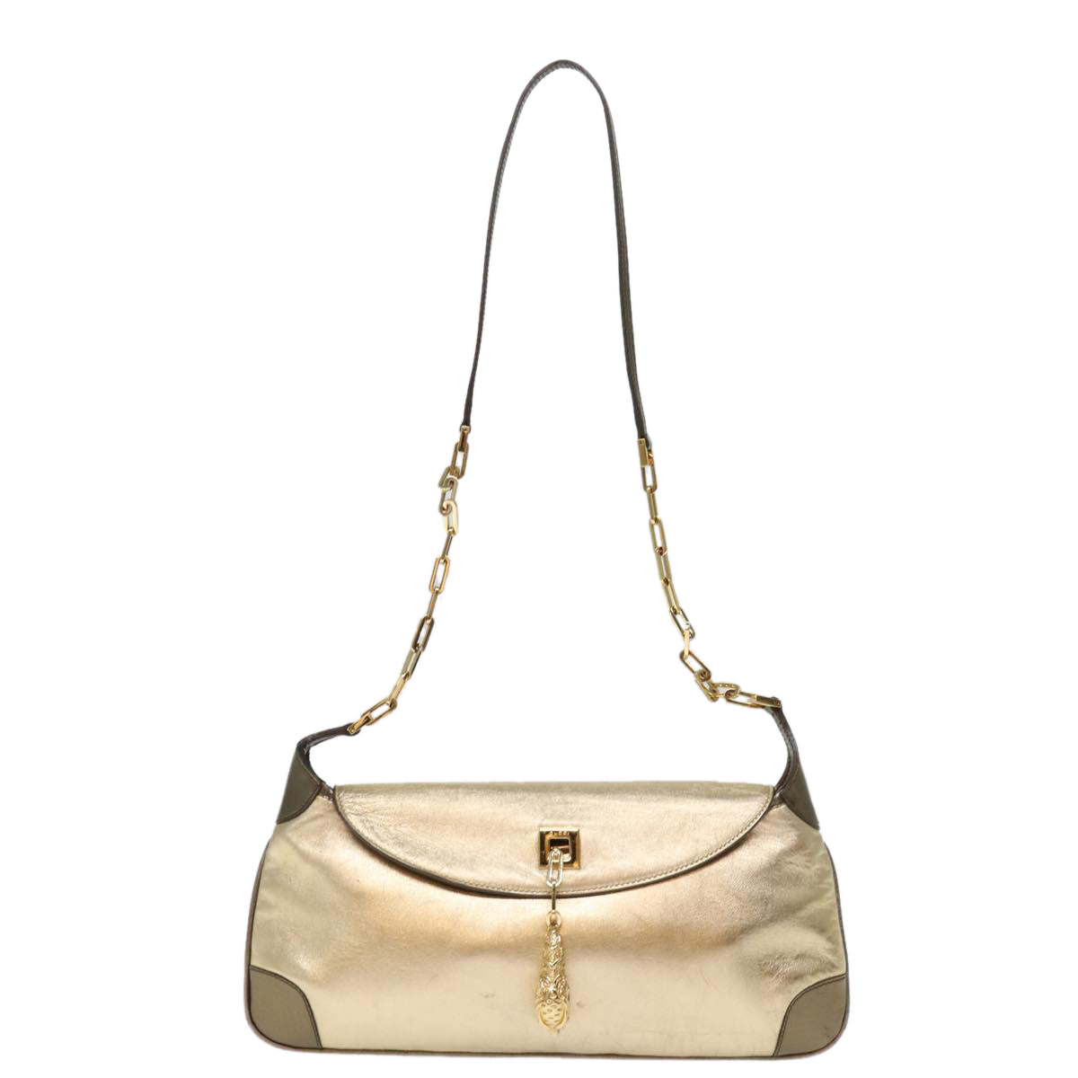 GUCCI Shoulder Bag Leather Gold 001 4113 2123 74555
