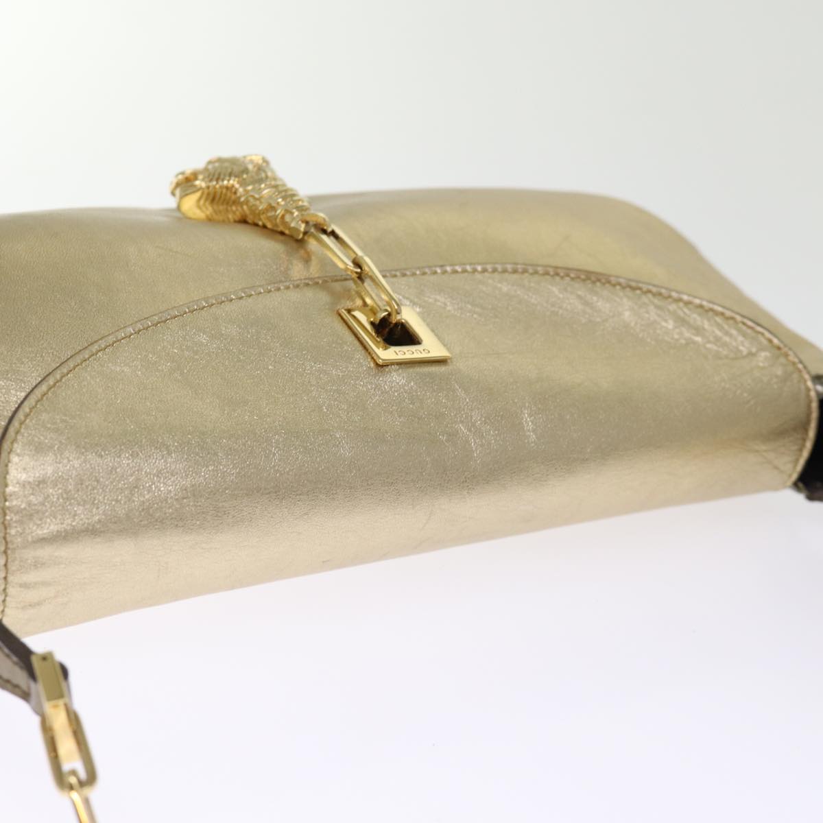 GUCCI Shoulder Bag Leather Gold 001 4113 2123 74555