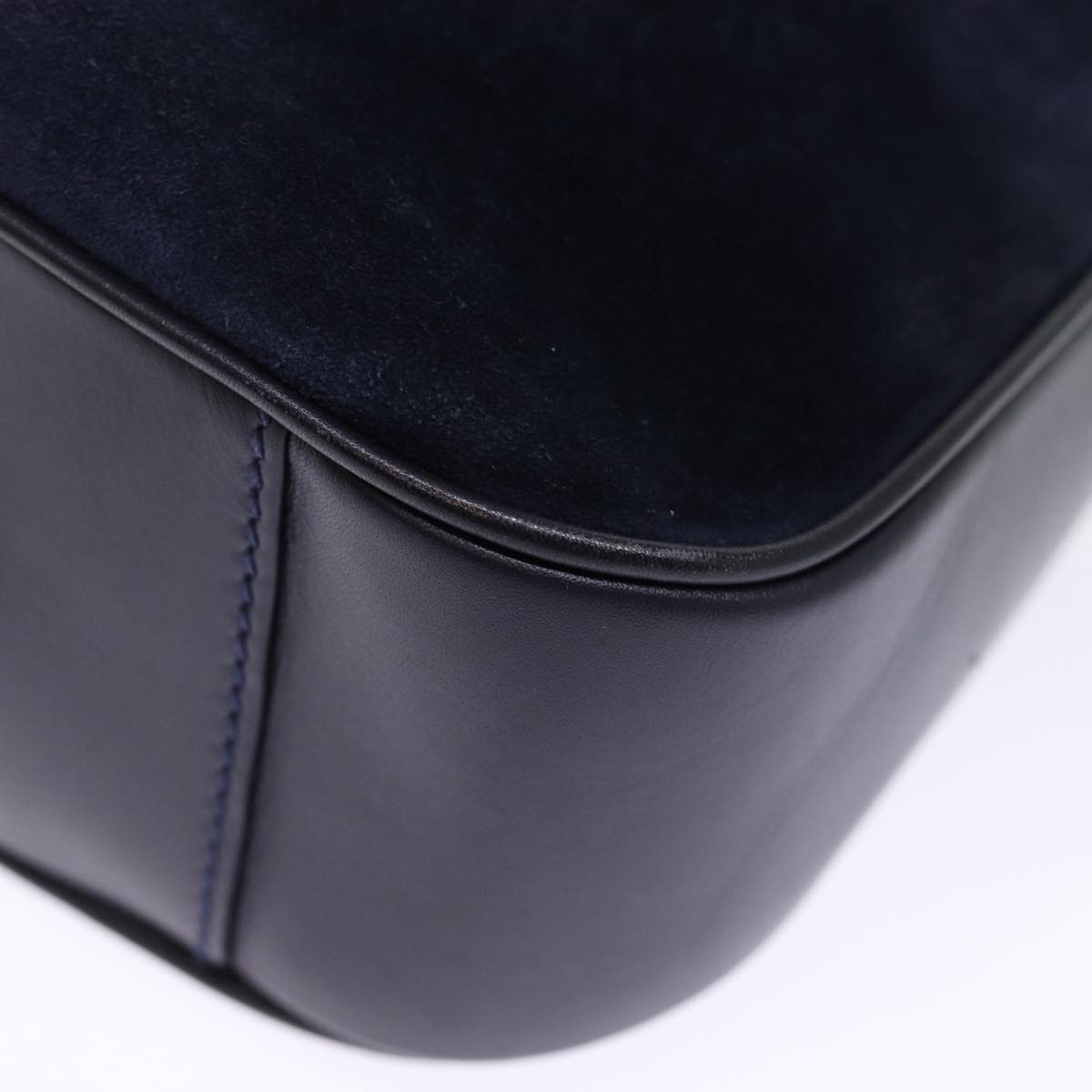 GUCCI Bamboo Shoulder Bag Suede 2way Navy 001 3754 1638 74561