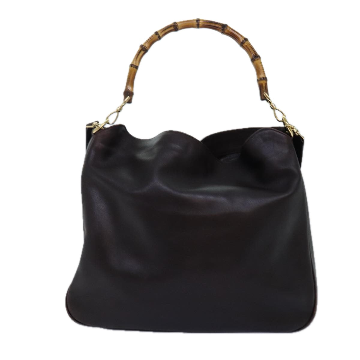 GUCCI Bamboo Shoulder Bag Leather 2way Black 001 1577 74564