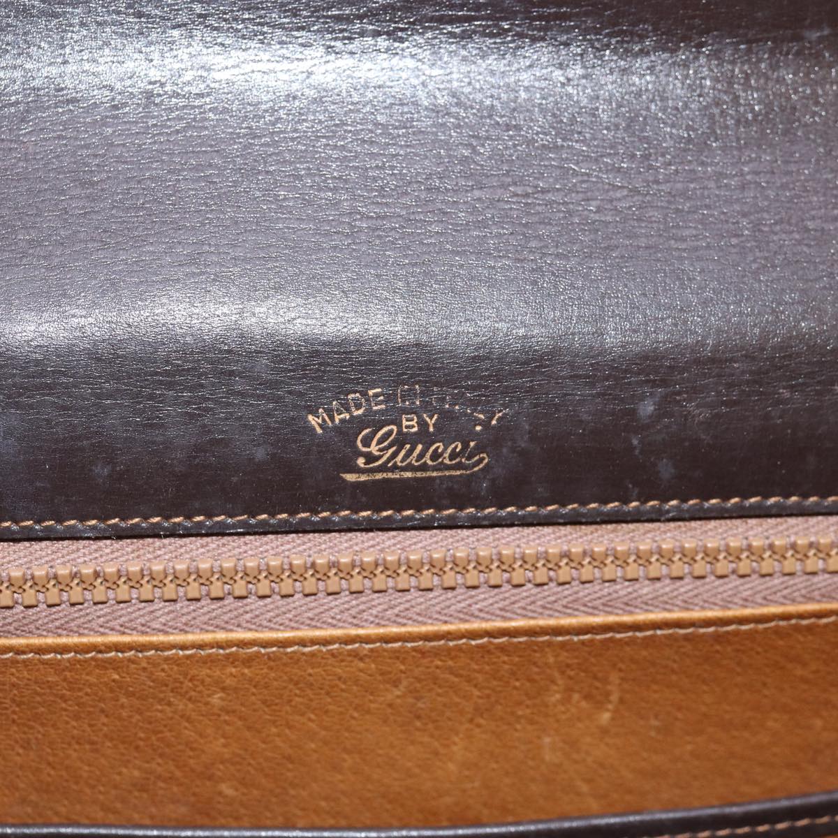 GUCCI Clutch Bag Leather Brown 74596