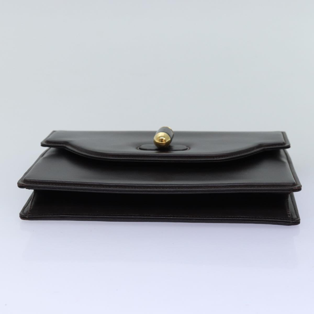 GUCCI Clutch Bag Leather Brown 74596