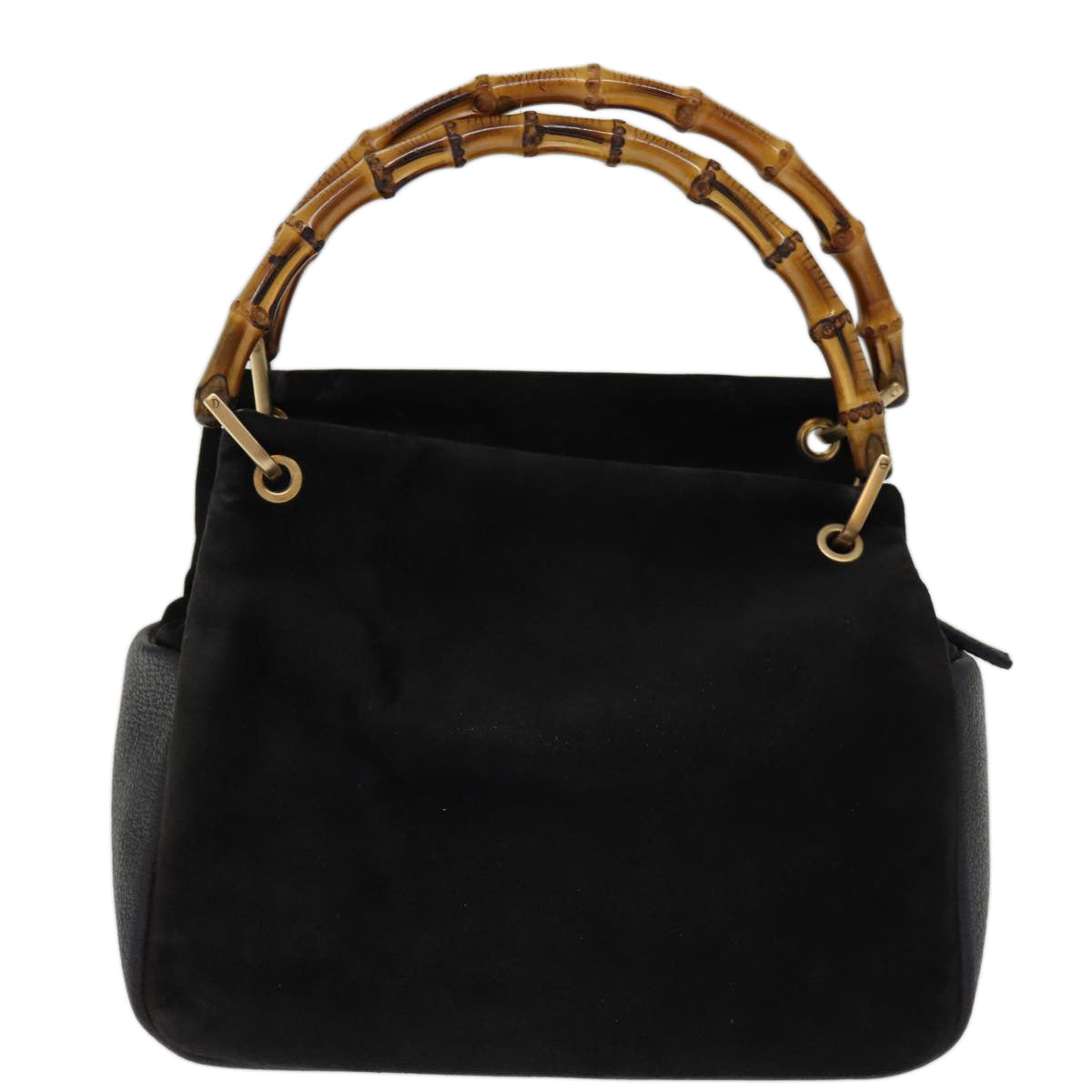 GUCCI Bamboo Hand Bag Suede Black 000 3444 0575 74613