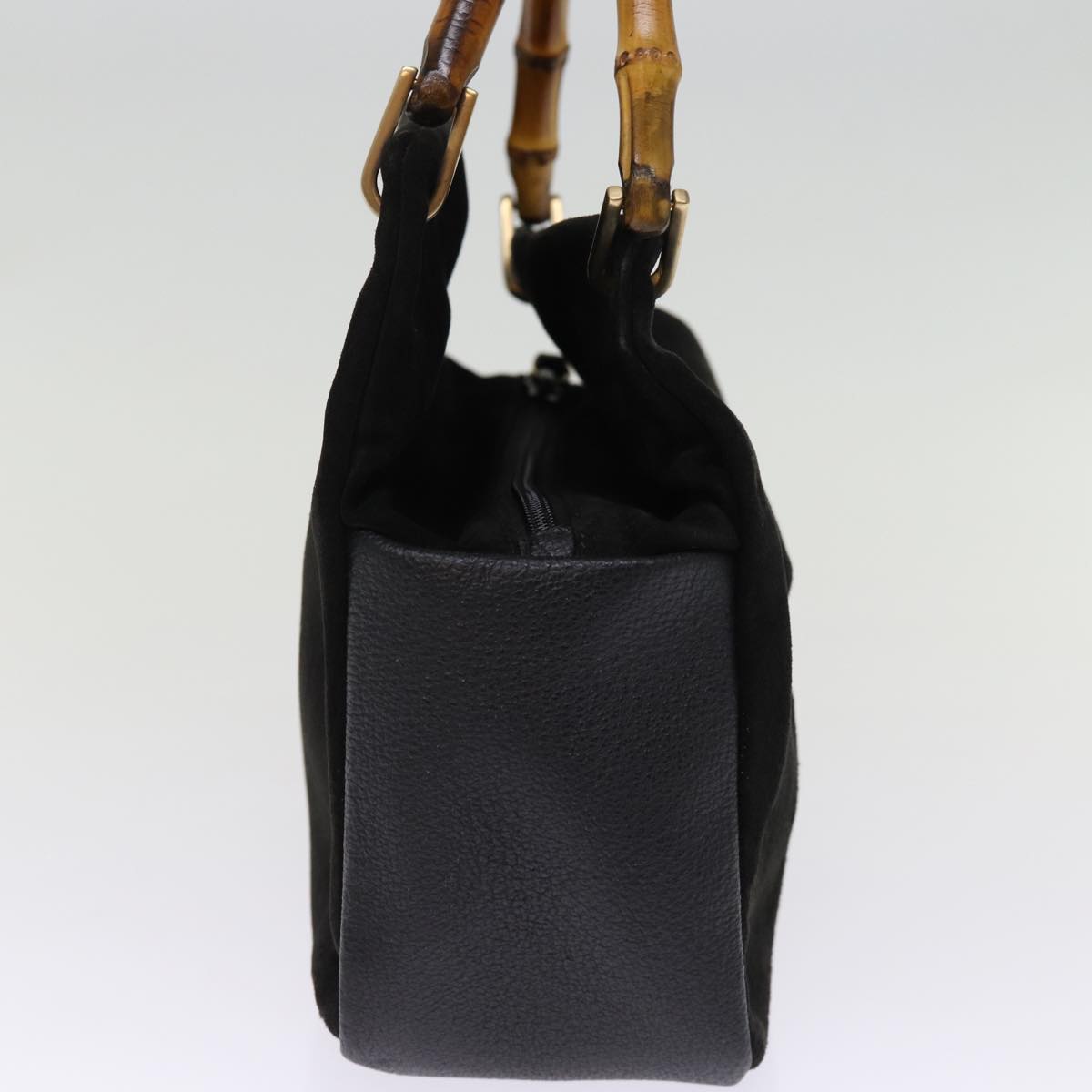 GUCCI Bamboo Hand Bag Suede Black 000 3444 0575 74613