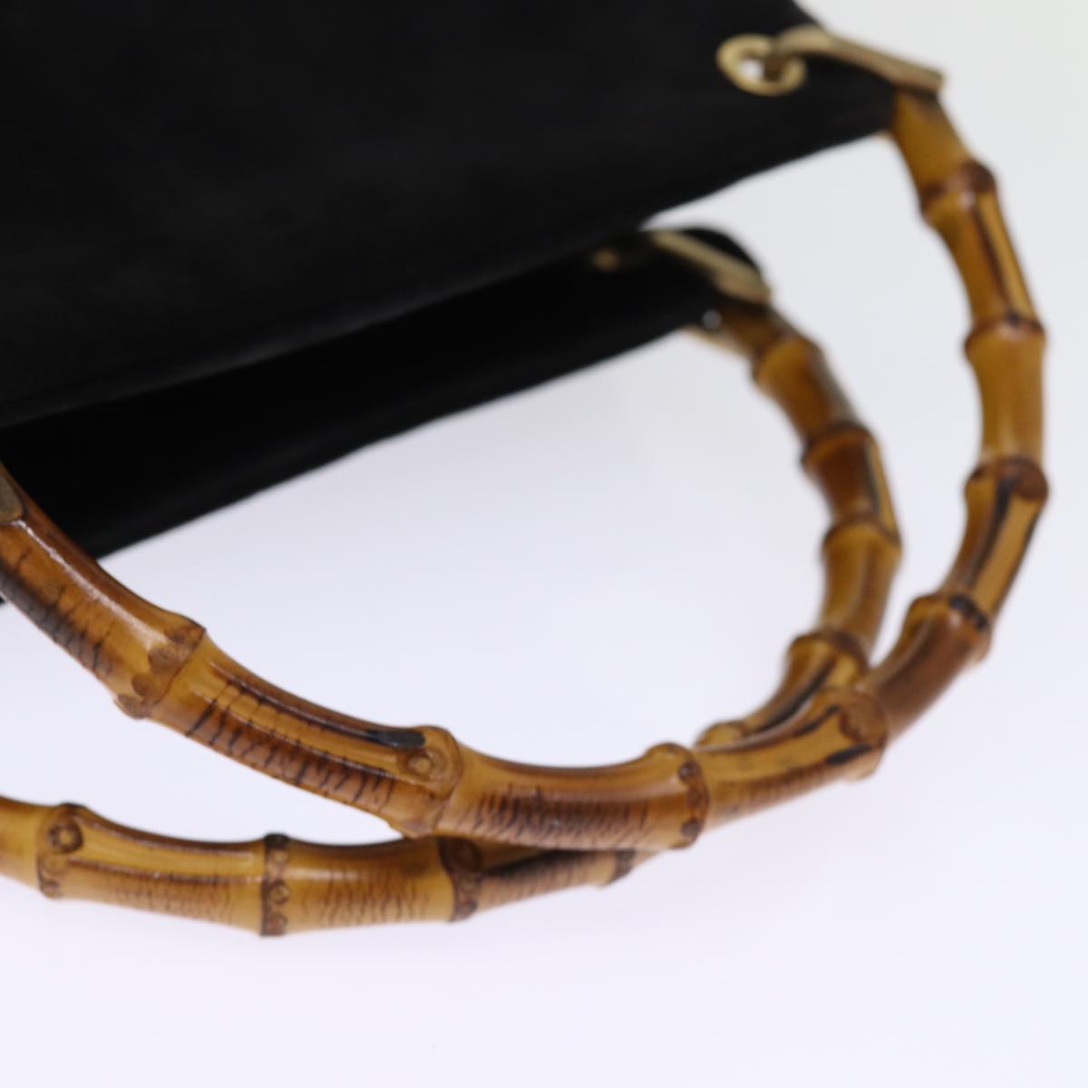 GUCCI Bamboo Hand Bag Suede Black 000 3444 0575 74613
