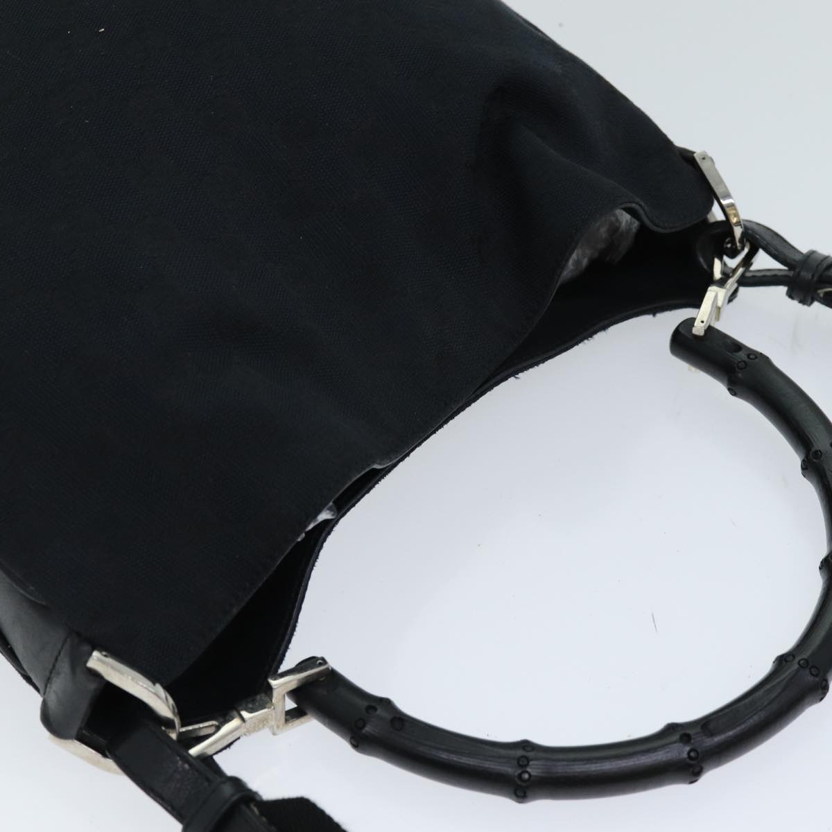 GUCCI Bamboo GG Canvas Shoulder Bag 2way Black 001 4095 74641