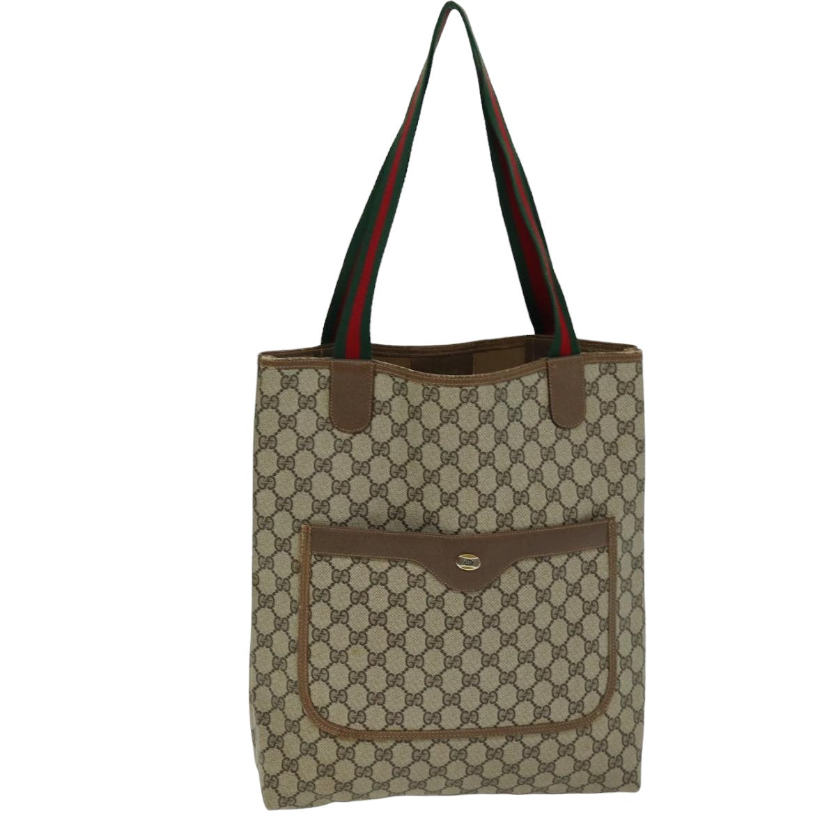 GUCCI GG Supreme Web Sherry Line Tote Bag PVC Beige Red 39 02 003 74650