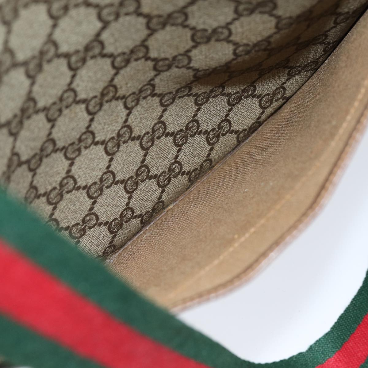 GUCCI GG Supreme Web Sherry Line Tote Bag PVC Beige Red 39 02 003 74650