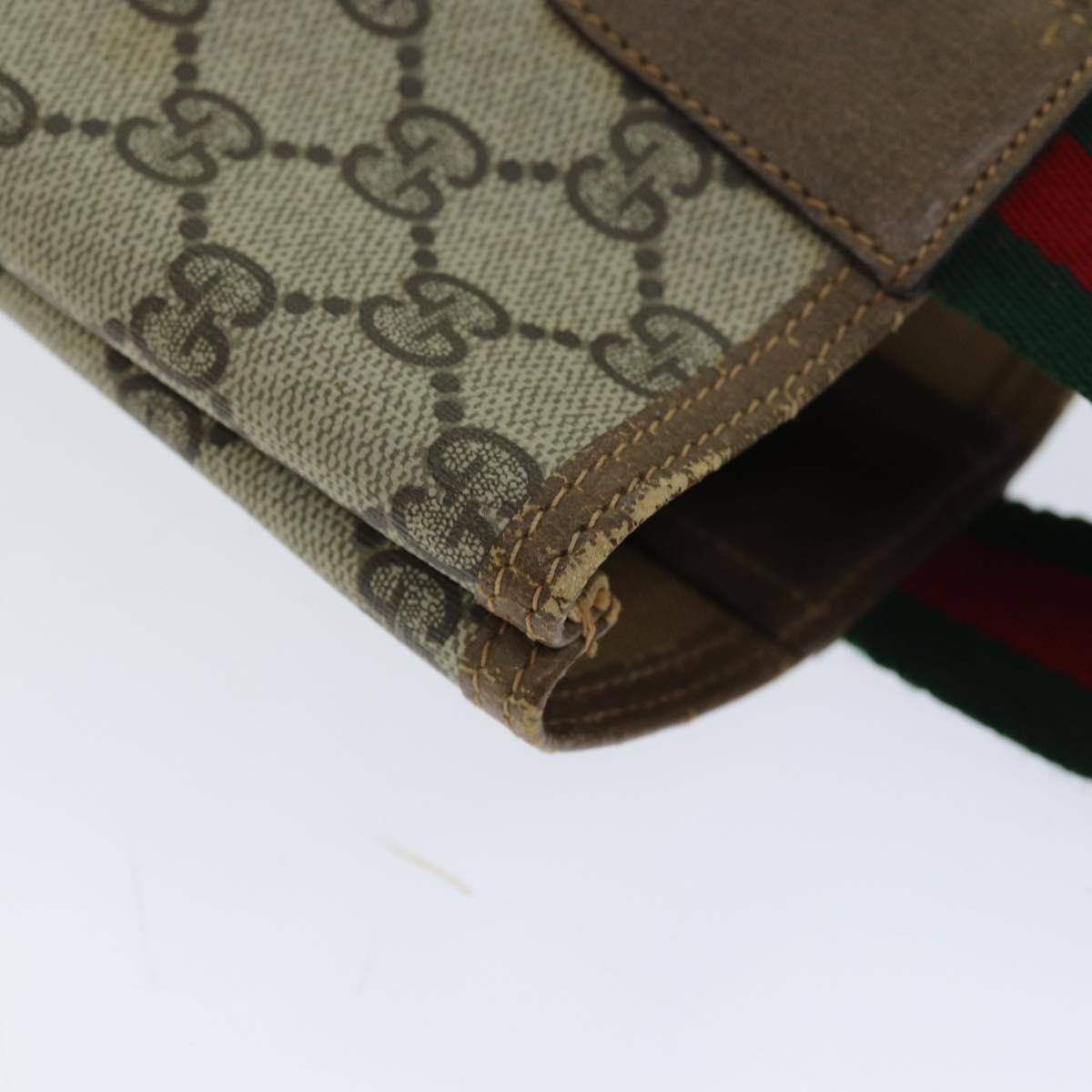 GUCCI GG Supreme Web Sherry Line Tote Bag PVC Beige Red 39 02 003 74650