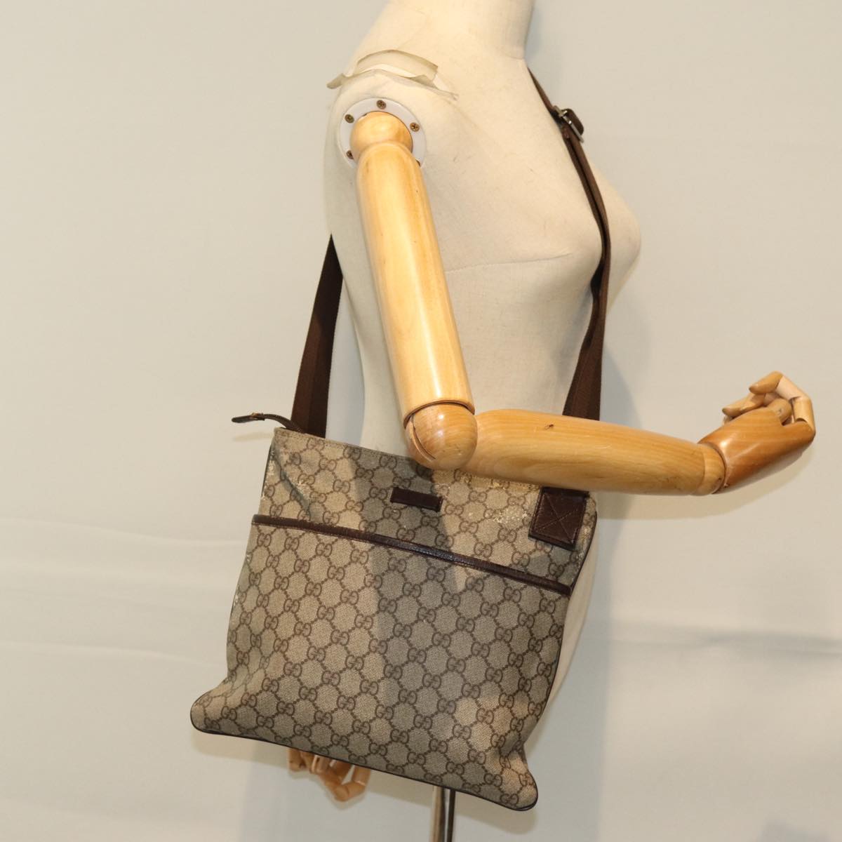 GUCCI GG Supreme Shoulder Bag PVC Leather Red 141626 74656